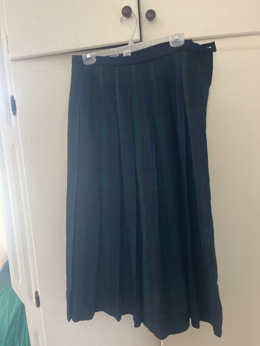 Pendleton 100% Wool Green And Blue Plaid Tartan Midi Skirt Size 12